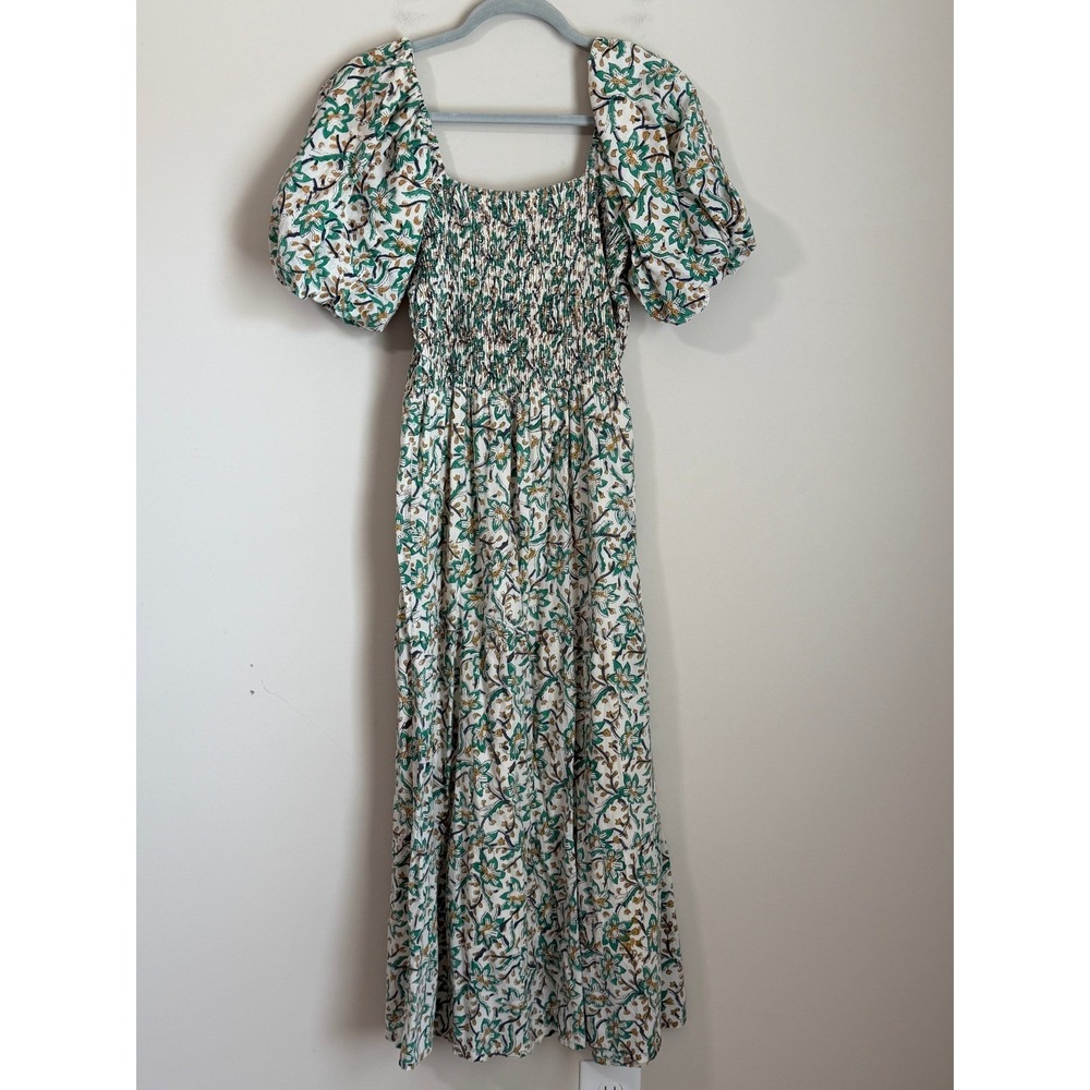 Tuckernuck Anna Cate Floral Smocked Maxi Dress Womens Small Puff Sleeve Cotton - Picture 3 of 9